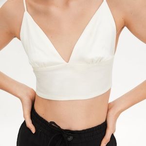 Zara silk satin crop top